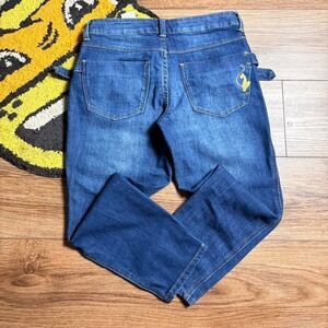 Y2K Low rise baby phat  Silver Label blue denim capris with buckle detail. 0098